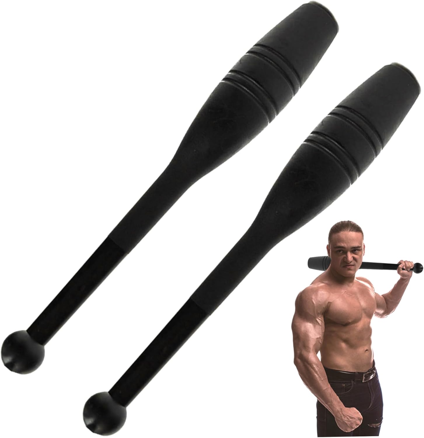Indian Clubs, 2LB Heavy Duty Plastic Macebell, 16.1x1.6" Reusable Weighted Workout Bar for Strength Training Rehabilitation Improves Grip Full Body Workout