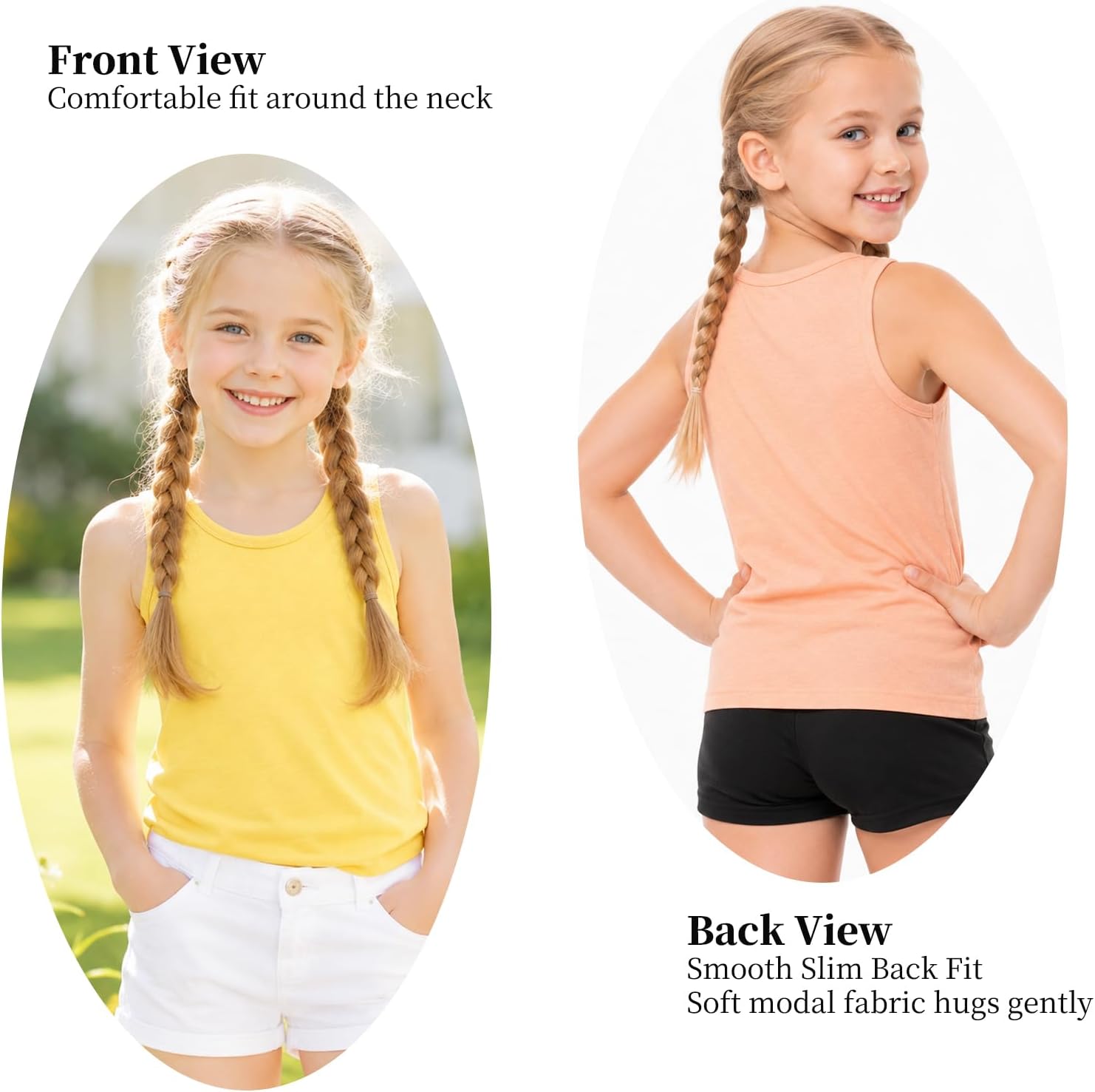 2-8 Years Little Girls Tank Tops 5 Pack Soft Breathable Modal Undershirts Sleeveless Layering Tops for Kids