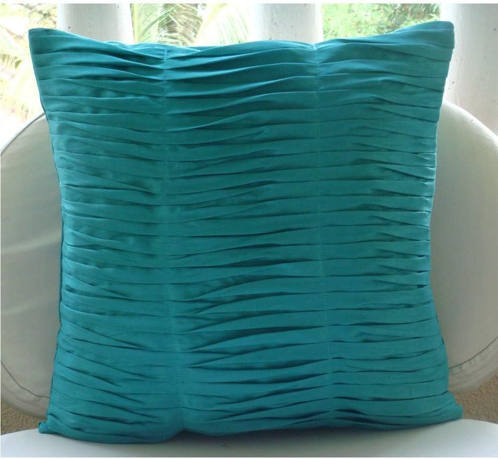 The HomeCentric Pillow Covers, Mango Yellow Pillow Cover, Textured Pintucks Pillowcases, 18x18 inch (45x45 cm) Square Silk Pillow Cover Couch, Modern Pillow, Solid - Mango Souffle