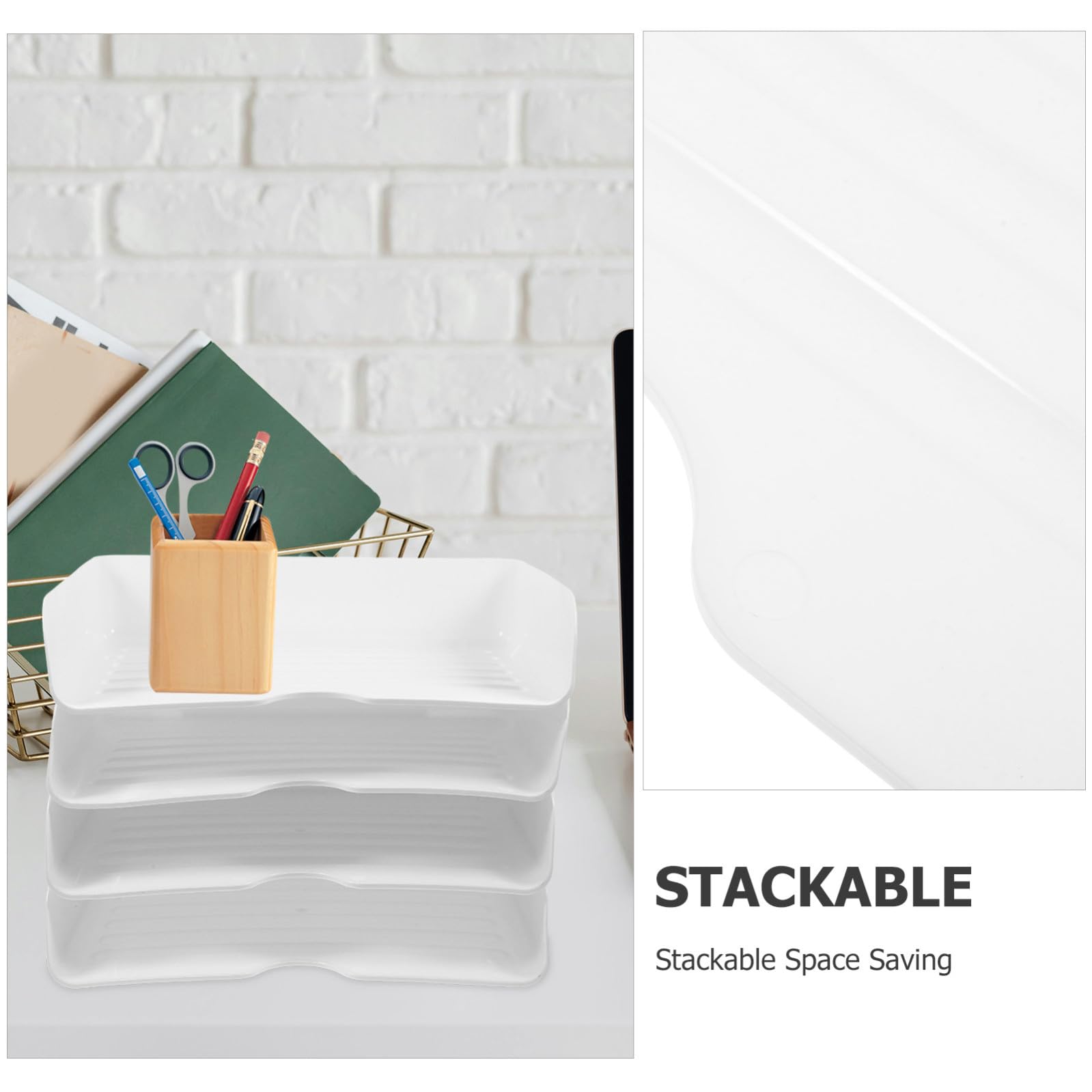 SUPVOX 4 Stück Stapelbare Briefablage Schreibtischorganizer aus Pp Platzsparende Papierablage für A4 Papiere Vielseitiger Büro Organizer für Effiziente Schreibtischordnung