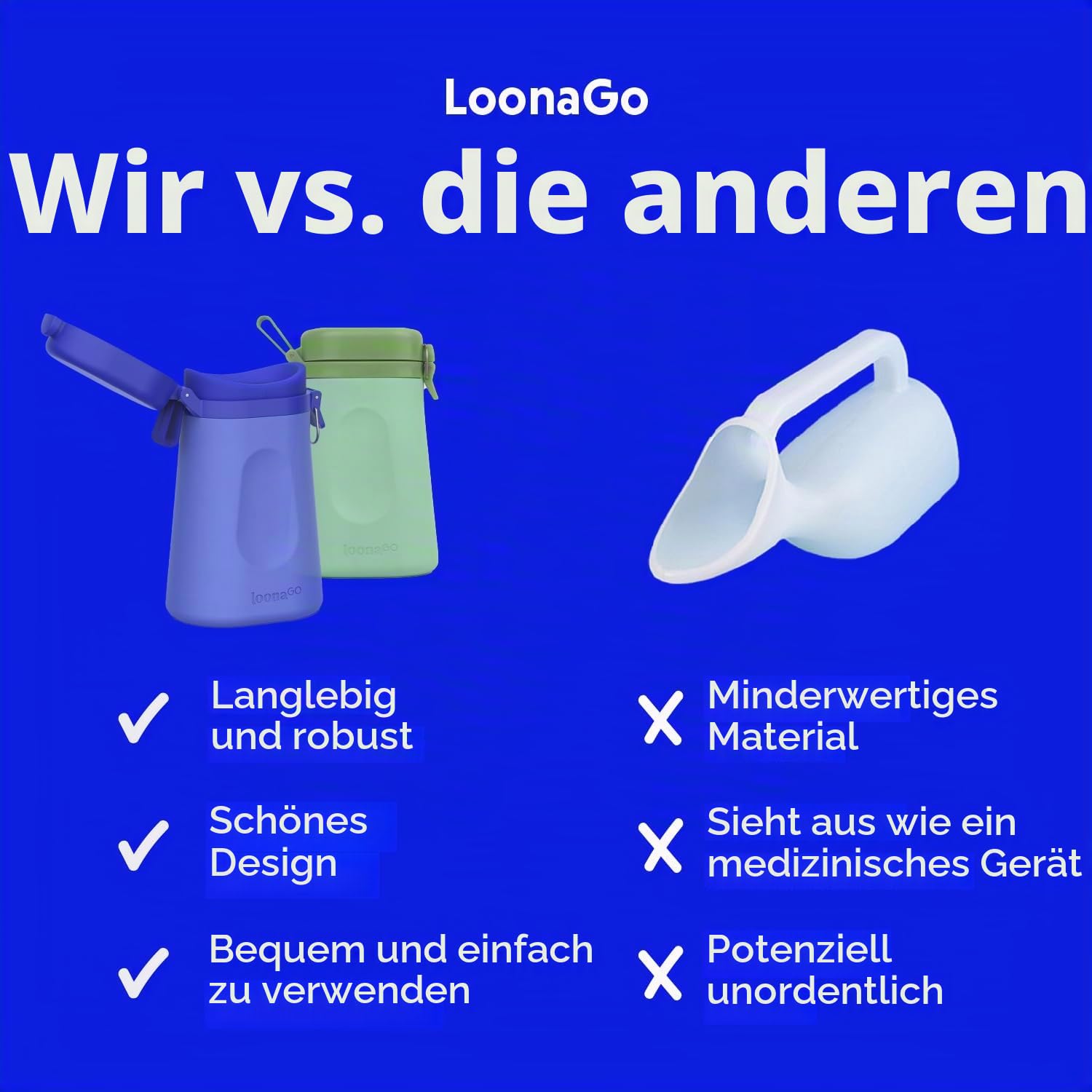 LoonaGo Urinal für Frauen, tragbar, geruchsblockierend, auslaufsicher, diskrete Nachttisch- und Reise-Toilette für Frauen, Autoreisen, Camping und nach Operationen, FSA/HSA berechtigt (grün)