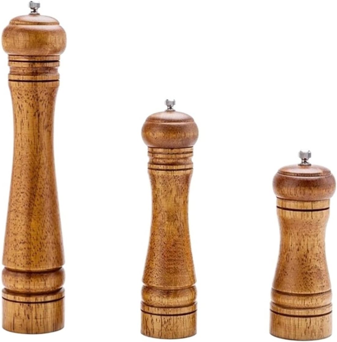 Wood Pepper Mill, Salt Shakers With Adjustable Grinder, Wooden For Your Homemade(3pcs set)