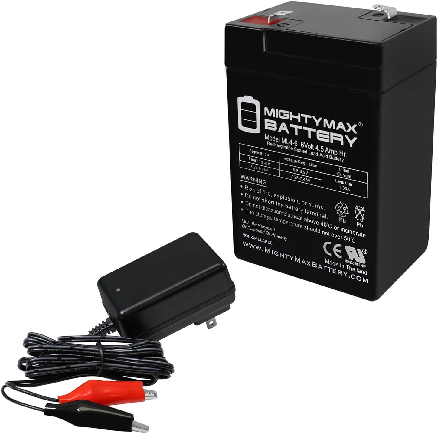 Mighty Max Battery ML4-6 - 6V 4.5AH Replacement for DJW6-4.5 8600004 Battery + 6V Charger