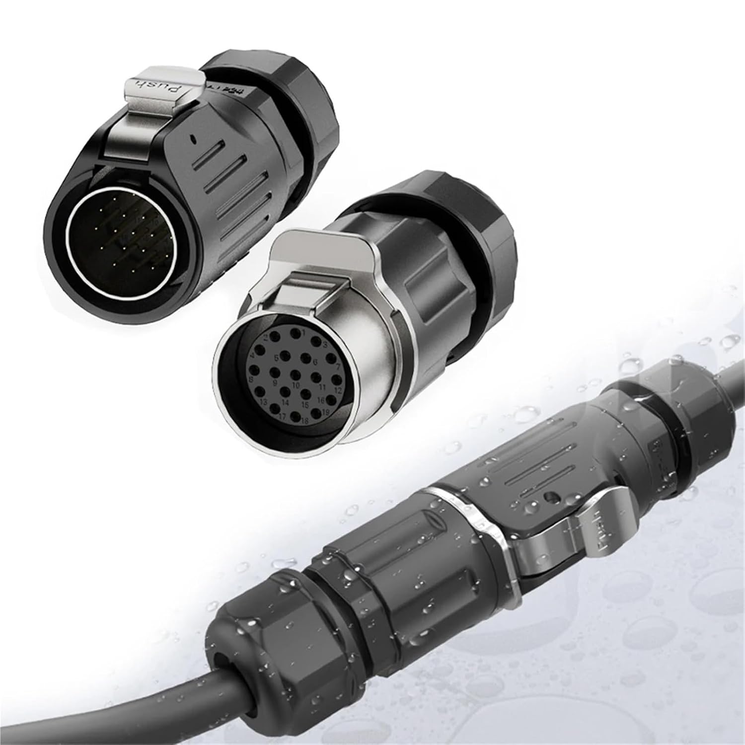 EW-LP24 Industrial Docking in-line Wire Socket Waterproof Electrical Cable Connector M24 2 3 4 10 12 19 24 Pin(2 Pin Set)