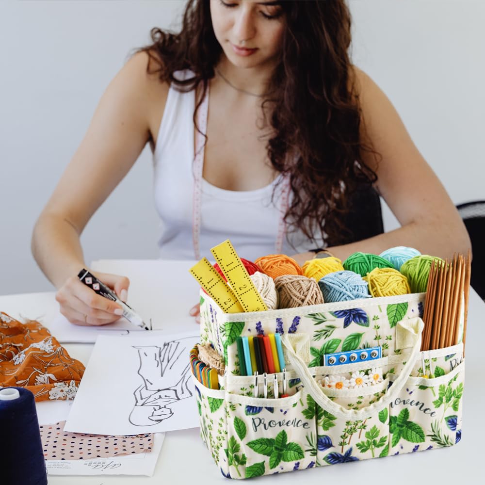 E-WEICHEN Organizador de manualidades, bolsa de almacenamiento de arte con múltiples bolsillos, contenedores de almacenamiento para arte, manualidades y suministros de oficina. Menta verde