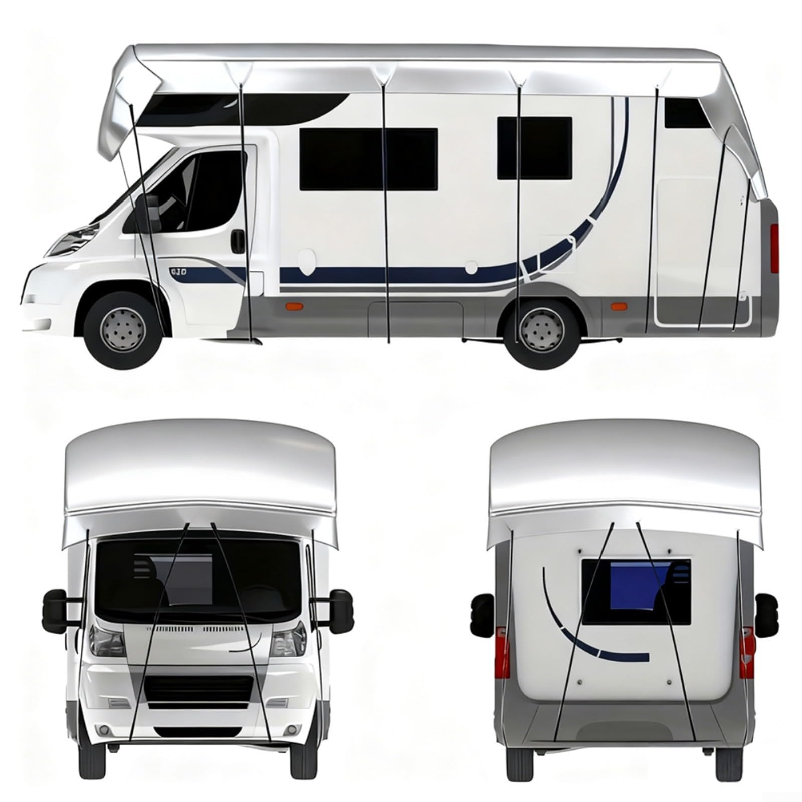 Cubierta Oxford 210D para caravana, impermeable, lista para el invierno, protección contra el sol y la nieve para caravanas, remolques, gris, 5 m x 5 m