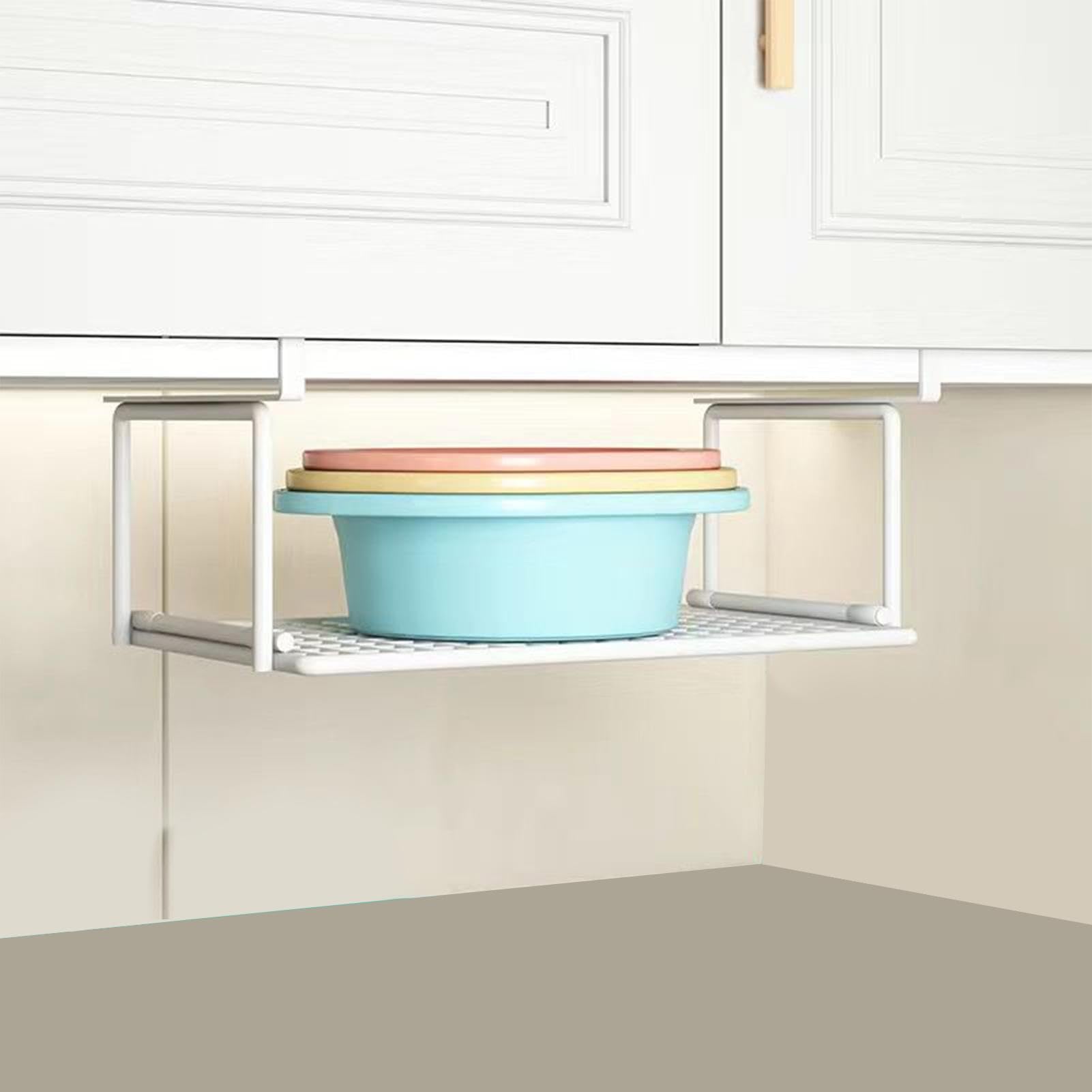 Cesto portaoggetti da appendere sotto mensola, in filo metallico, per cucina, ufficio, dispensa, salvaspazio, per cassetti e armadi