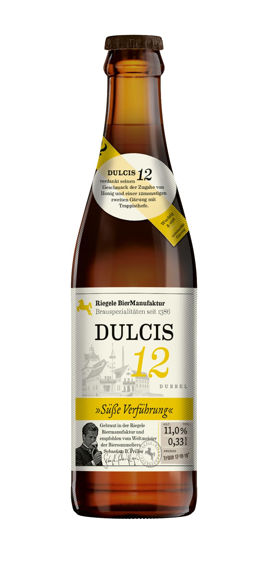 Riegele Geschenkbox Dulcis 12 - Süße Verführung - Honigsüßes Starkbier, Craft Beer aus Bayern (8 x 0,33l)