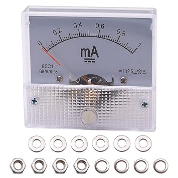 Tnisesm DC 0-1mA Pointer Ammeter, 2.5 Accuracy Analog Current Panel Meters 85C1-1mA
