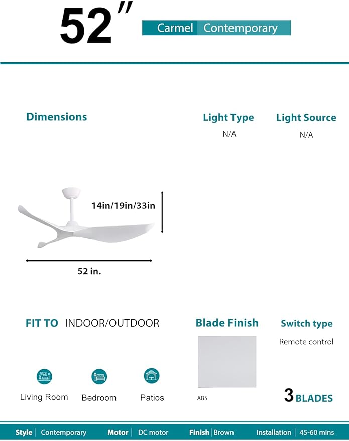 Ventilador de Techo 52 Pulgadas Moderno con Control Remoto p miniatura 5