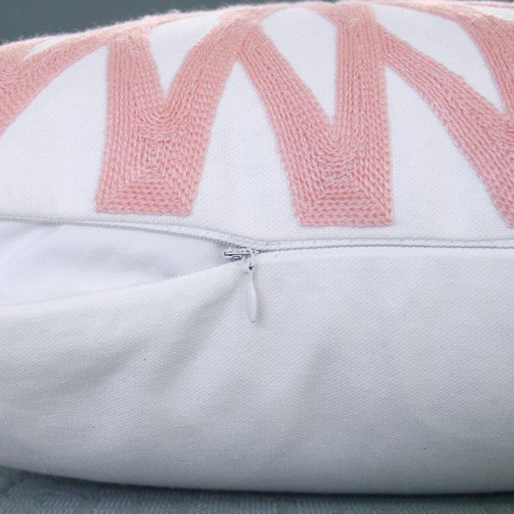 Zeroomade Decorative Throw Pillow Covers 18×18 Embroidery Square Solid Durable Cotton Cushion Cover Pink Flower Pack of 2