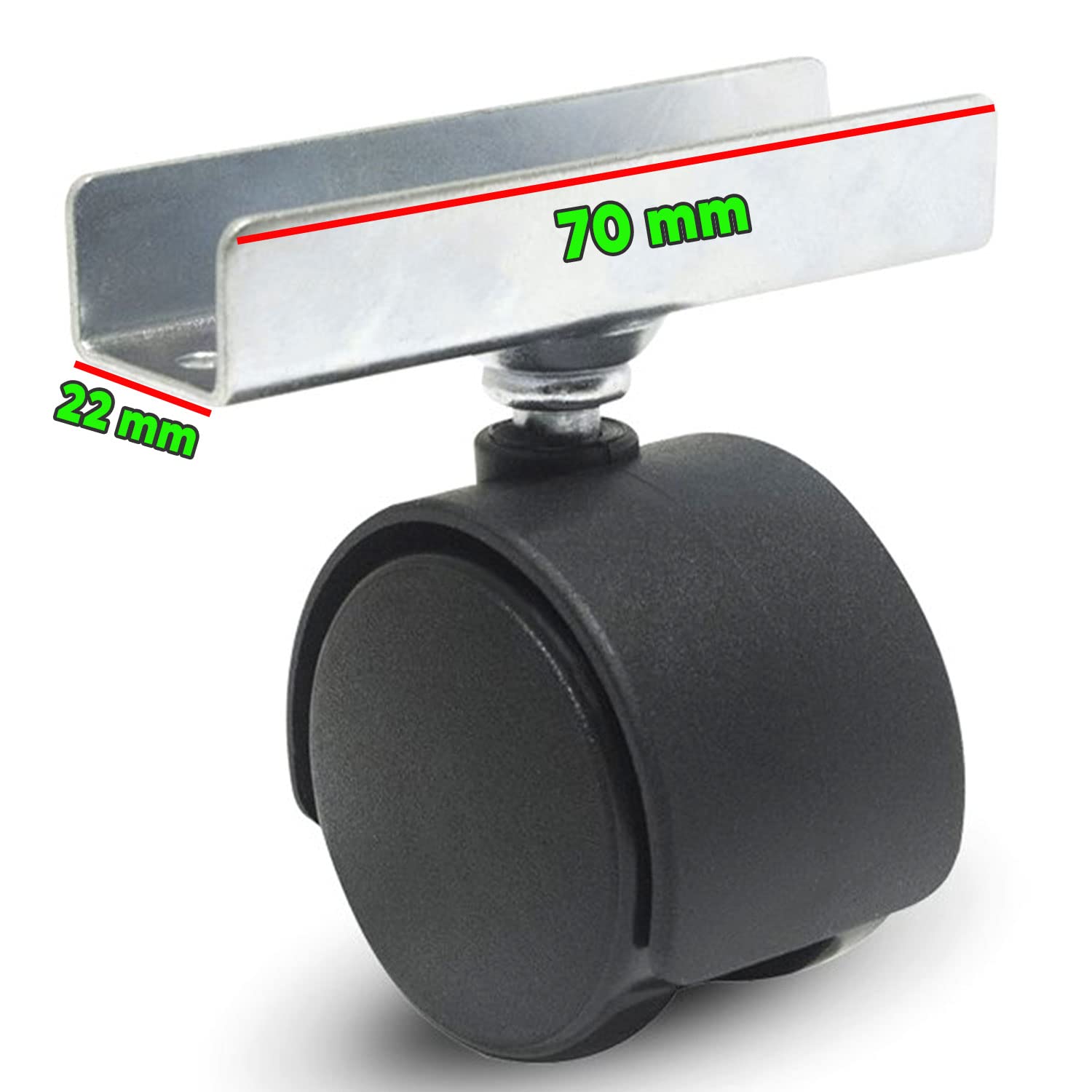 Badem10 Döner Mobilya Ofis Koltuk Tekeri Geçme U Tablalı Teker 50 MM Siyah 20 kg