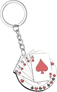 [Mendoule] クール ポーカー キーホルダー - トランプ デザイン キーチェーン ペンダント | 男女兼用 キーリング バッグチャーム プレゼント アクセサリー