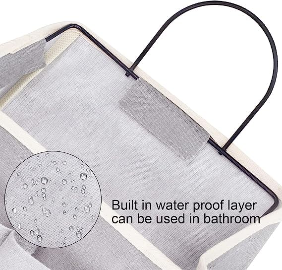 ACEZIYAN 2pcs Wall Mounted Organizer Storage Bag Wall Mounted Storage Basket With Pockets Linen Door Hanging Storage Basket For Kitchen, Bedroom, Office, Rv Camping (Gray And White)