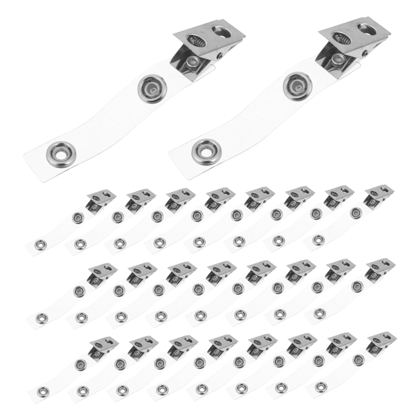 Porta Credenciales de Metal Plata 120piezas Plástico y Metal | Clips de Insignia de Metal, Clip de Identificación, Decoracion Colegio, Tarjeteros para Oficina y Estudiantes
