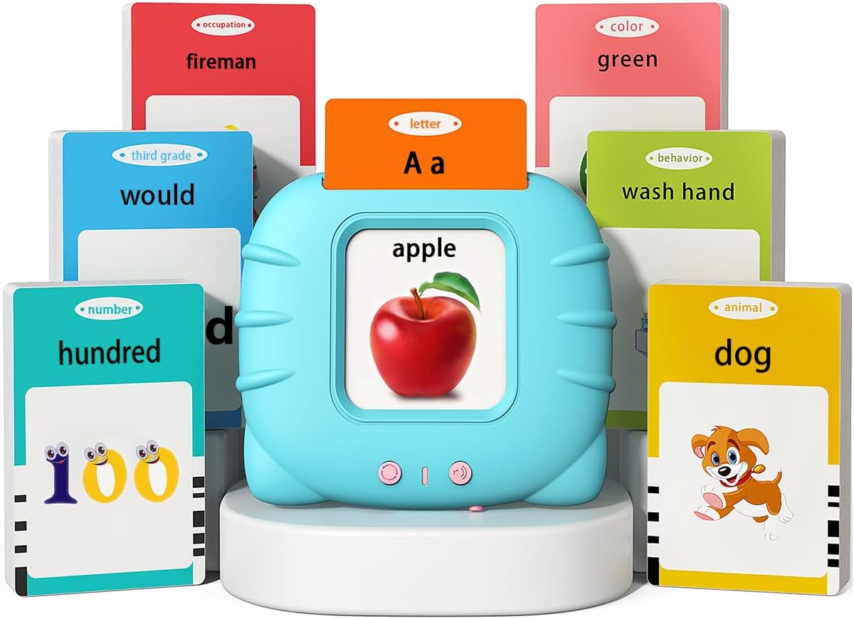 Kidzdo Toddler Audible Flash Cards with Music, Montessori Toys, Pocket Speech Therapy Toys, 600 Sight Words, Alphabet, Numbers 0-100, Phrase, etc, Learning Educational Gifts for 3 4 5 Years Kids