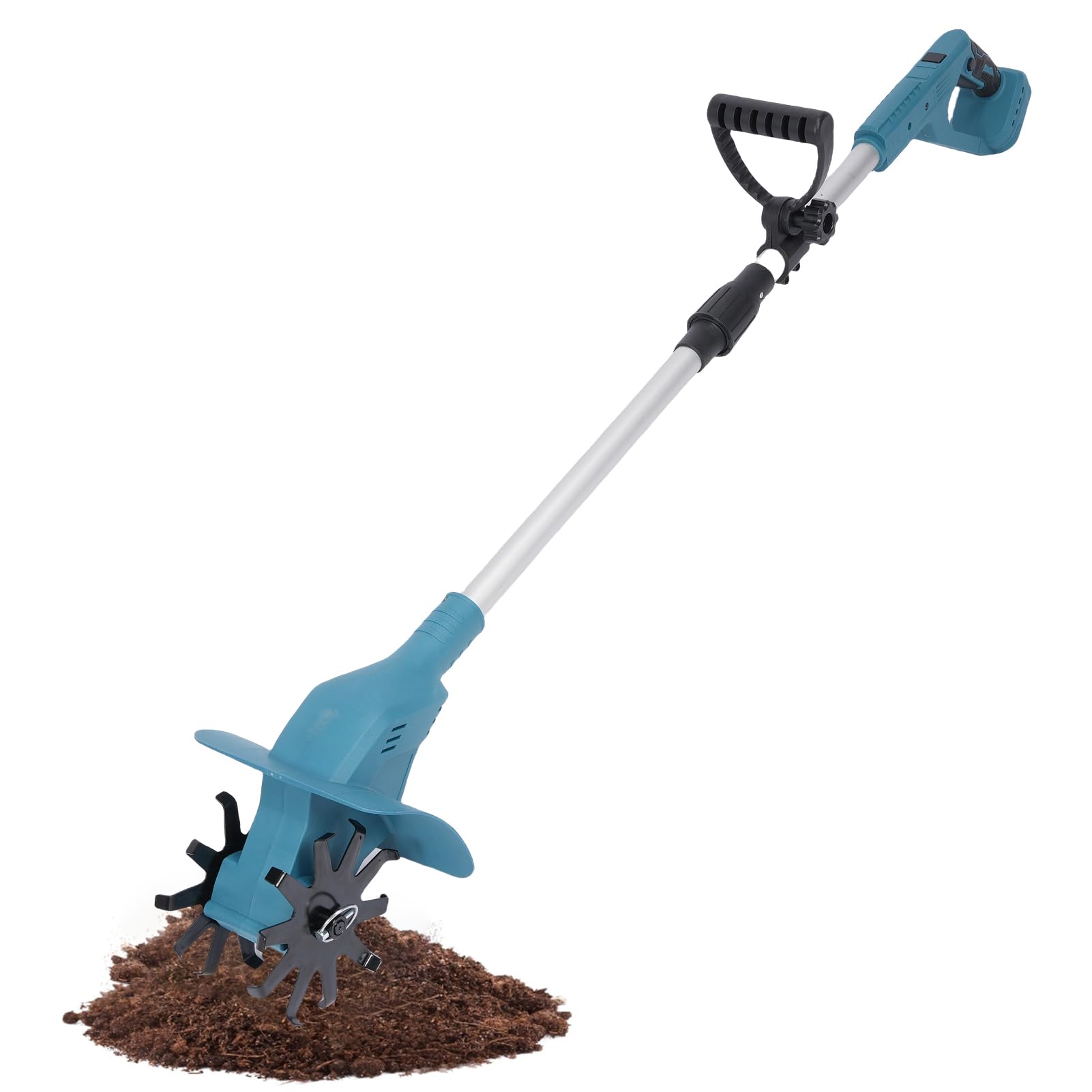 Motocoltivatore Elettrico 21V Motozappa Senza Fili 330RPM Max 2 Pezzi Denti in Acciaio con 2 Batteria Ricaricabile 1300mAh per Prato Giardinaggio Coltivazione del Terreno