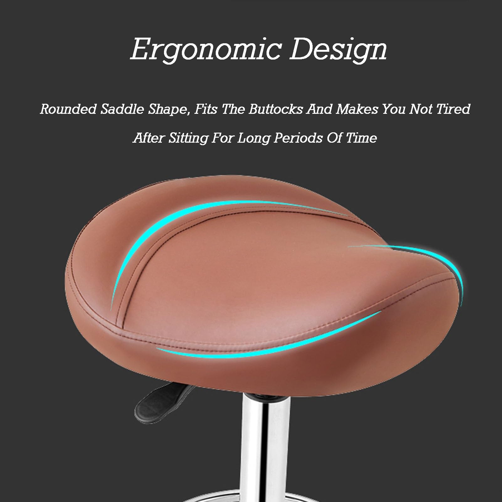 Stołek Siodłowy Regulowane Krzesło Salonowe, Obrotowe Kółka I Ergonomiczne, Hydrauliczne Krzesło Z Podnośnikiem Gazowym, Do Fryzjerstwa Manicure Tattoo(Color3)