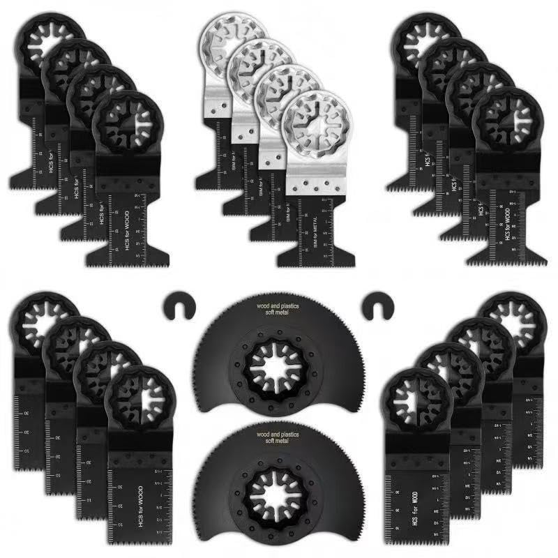 Set 24 lame oscillanti per utensile multifunzione, lame a sgancio rapido per taglio legno metallo plastica, kit accessori