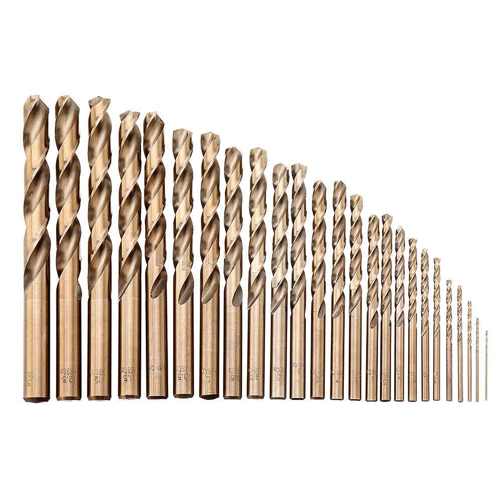 M35 BIT PRIVATO PRATIFICATO COBALTATO Set di punte a spirale HSS-Co con custodia in plastica per la perforazione in metallo in legno in acciaio inox-19 pezzi