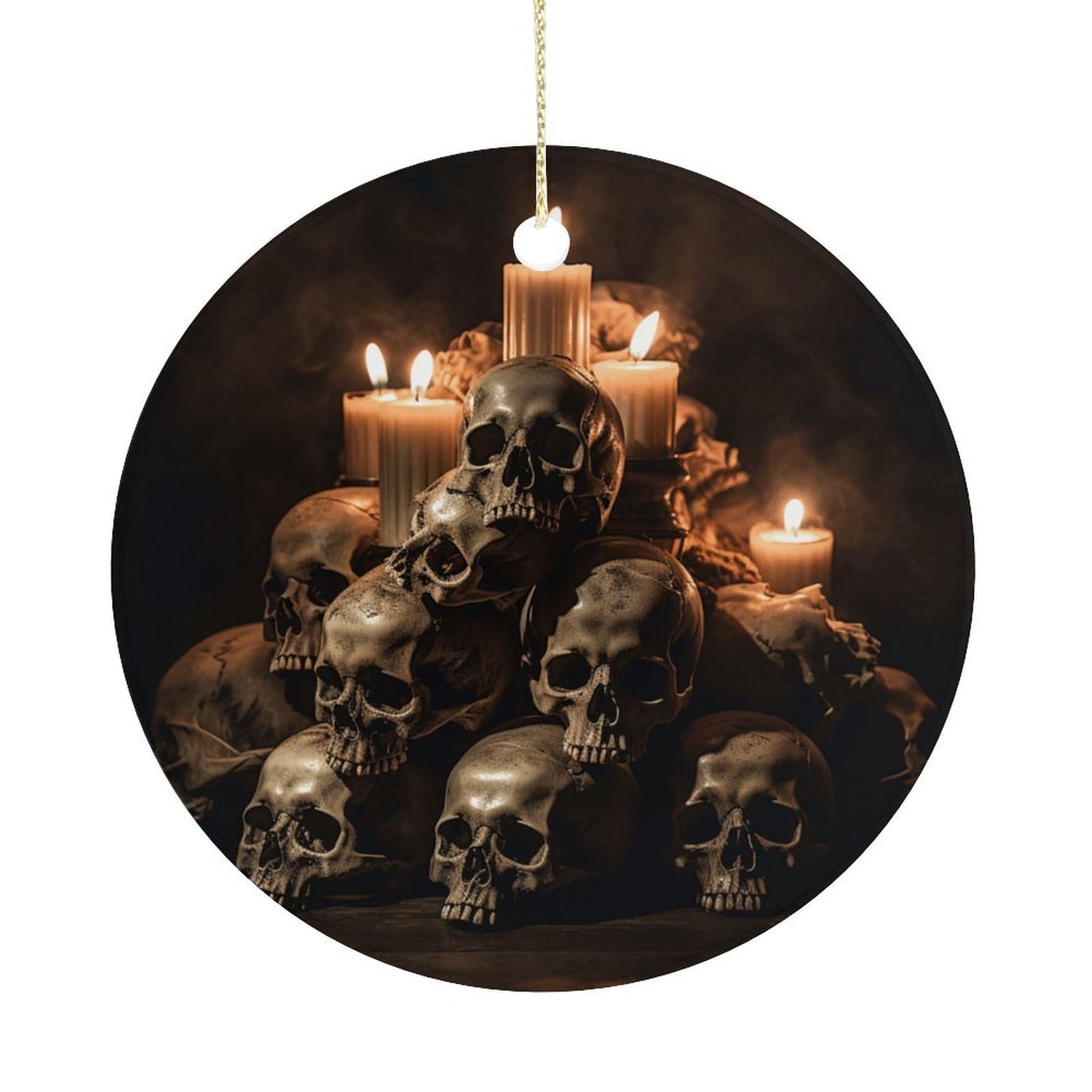 Adfgyerh Women's Style Skull And Candle Hanging Ceramic Ornaments, Christmas Tree Decorations, Funny Home Decor Gifts For Sisters & Work Best Friends