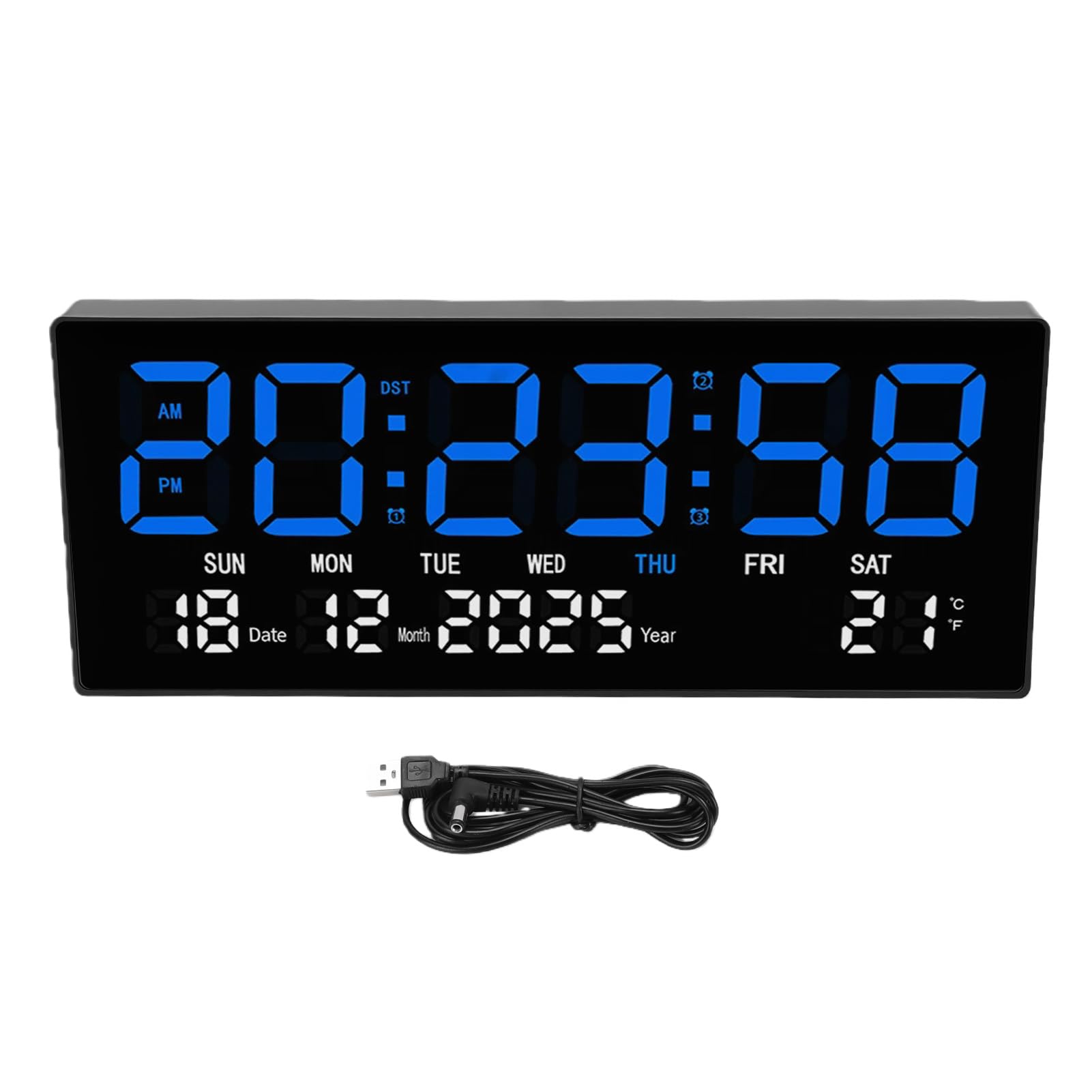 AUNMAS Orologio Digitale da Parete, Silenzioso, da Tavolo, con Ampio Display a LED e Calendario Perpetuo, Ideale per Casa, Ufficio e scuola.