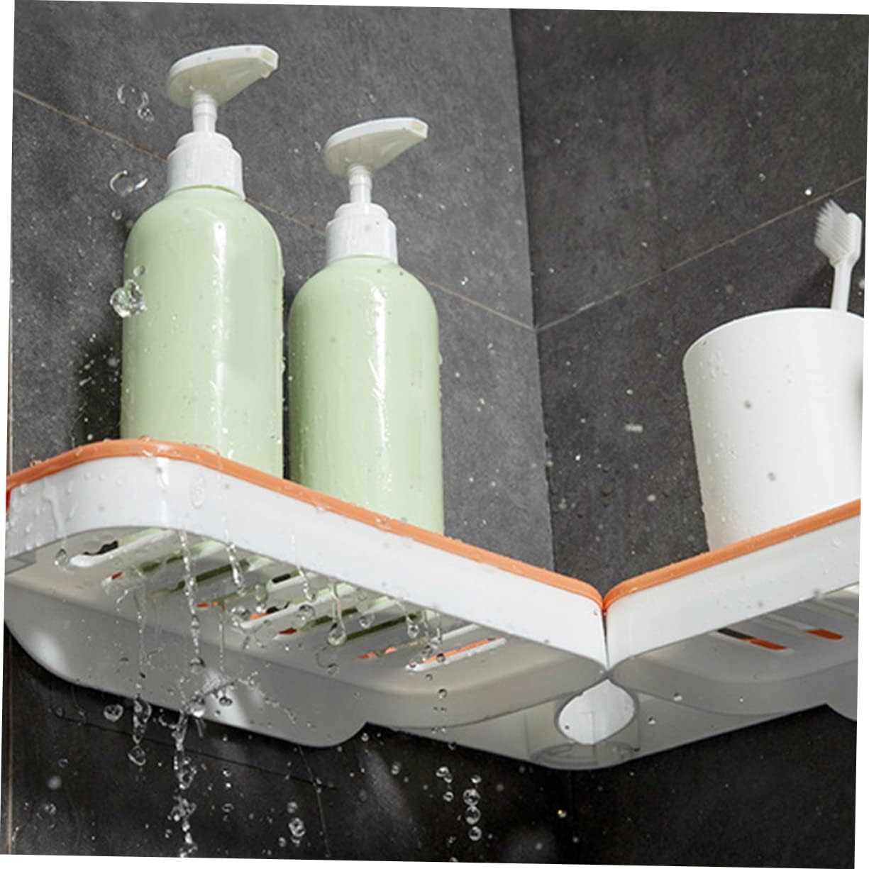 2Pcs Foldable Wall-Mounted Storage Rack Plastic Bathroom Organizer Draining Design Space-Saving Shelves for Toiletries and Bathroom Supplies