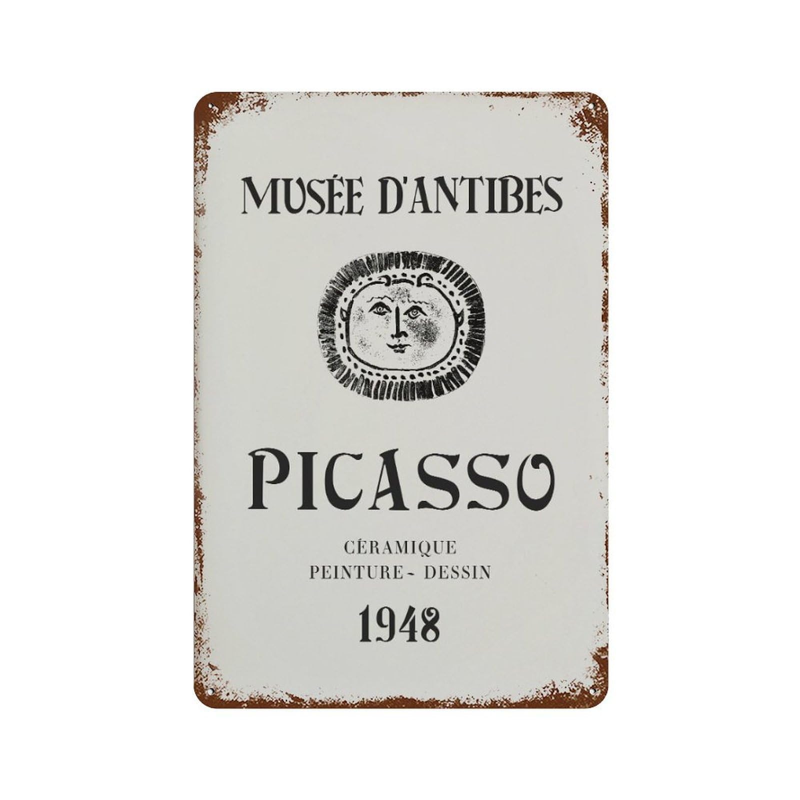 xiaoxiaoshen Pablo Picasso 'musee D'antibes' Vintage Wall Decor Art Metal Tin Poster Modern Home Decor Art Home Bar Shop Decorations Vintage Sign 30x20cm