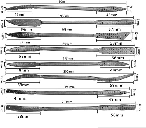 TICFOX Doppelseitige Raspelfeile, Holzfeile Holzraspel Set, 8 teiliges Raspelfeilen Set 8in Alloy Stahl Holzfeile Vielseitige Holzbearbeitung Werkzeuge für Schnitzen Holzbearbeitung Polieren