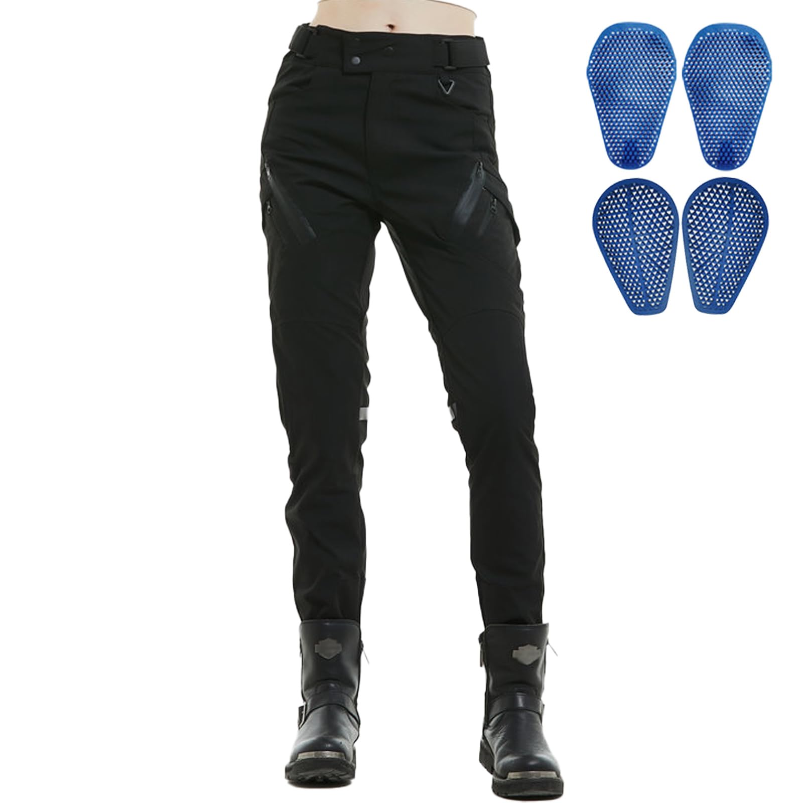 Pantalon Moto Femme Déperlant Coupe-Vent Respirant Taille Haute avec Poches d'Armure pour Motard Motocross Racing Conduite Tourisme
