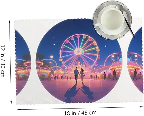 Miniatura 2 de Juego de 4 manteles individuales rectangulares, resistentes al calor con ruedas impresas para cocina y comedor