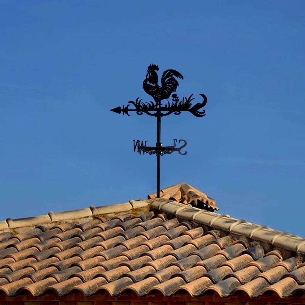 SUPERDANT Coq Girouette de Jardin Exterieur Poulet en Fer Forgé Girouette de Toit Jardin Direction Signe Extérieur Ferme Décoration Vent Mesure Outil Deco Jardin Exterieur