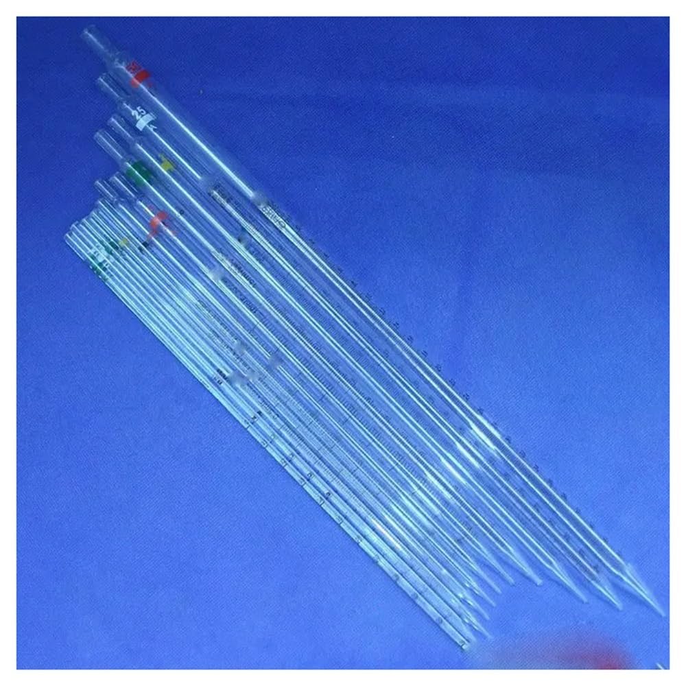 Cristalería de Laboratorio Lote de 10 pipetas graduadas de 2 ml con resolución de vidrio de 0,02 ml y codificación Gand.
