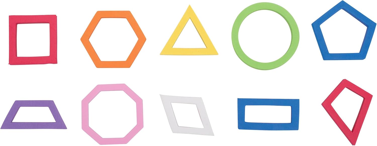 Constructive Playthings Giant Knobbed Geometric Shape Stampers – 10 Large Foam Stamps for Math, OT, Sensory Play & Special Needs