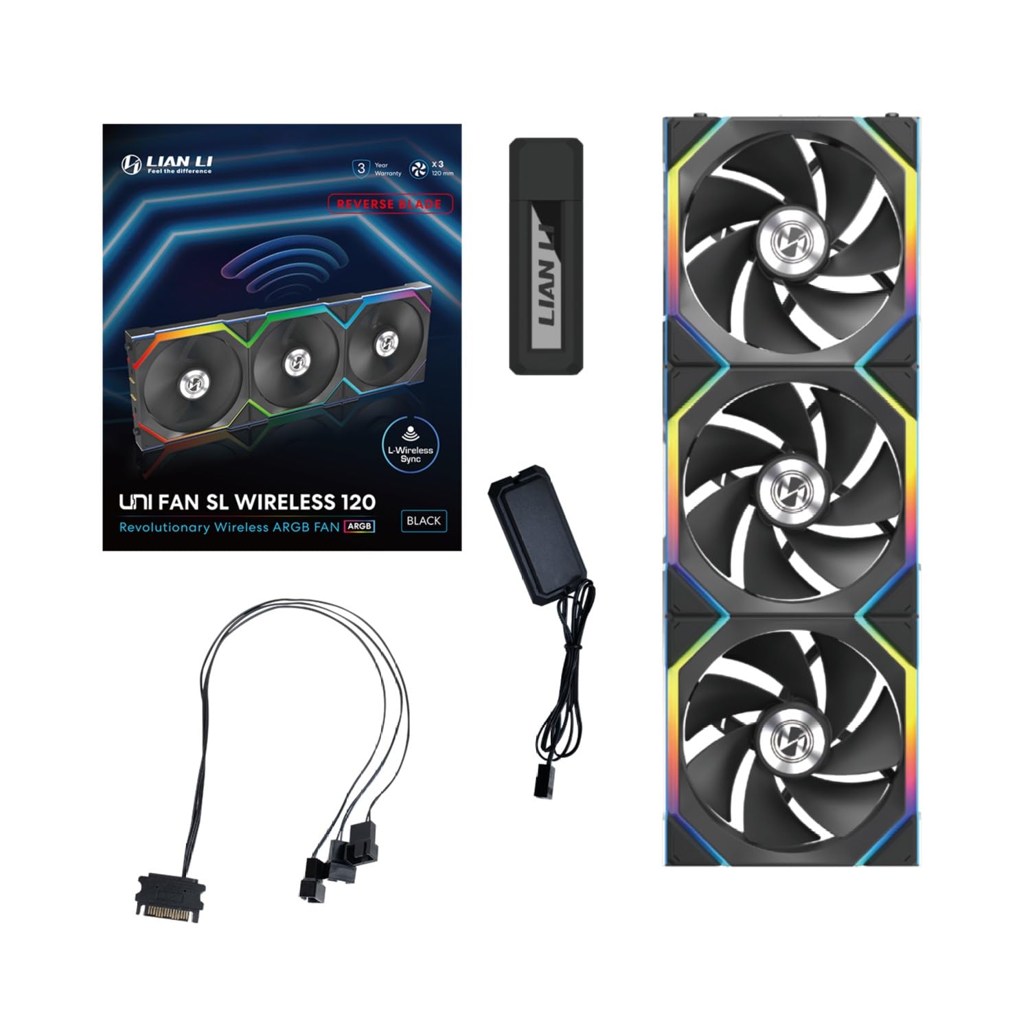 Lian Li ファン　セット Kit 3 Fans Lian Li Uni Fan SL Wireless 120 Reverse Blade ARGB