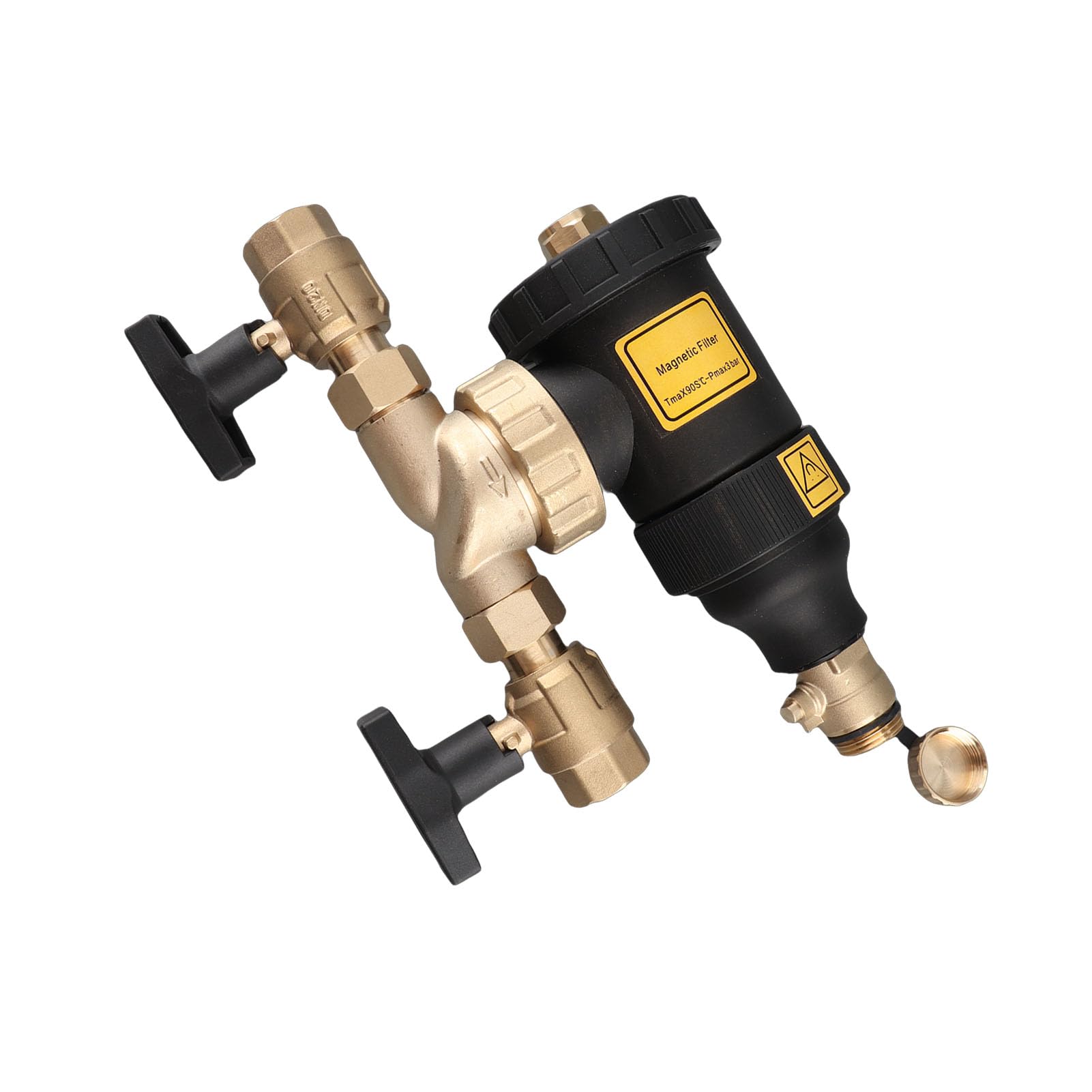 FILFEEL Caldaia Magnetica Riscaldamento a Parete in Ottone da 3/4 Pollici con Valvola di Sfiato e Scarico con Filtraggio da 5μm per Impianti di Riscaldamento Centralizzato e a Pavimento