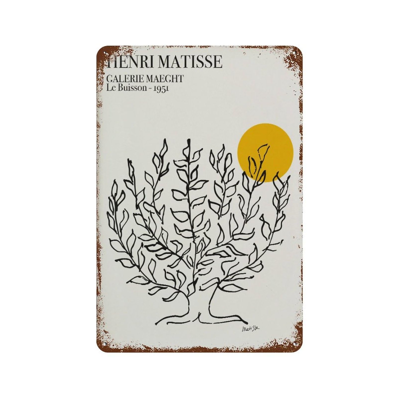 xiaoxiaoshen Henri Matisse Exhibition Plane Tree Wall Decor Art Metal Tin Poster Modern Home Decor Art Home Bar Shop Decorations Vintage Sign 30x20cm
