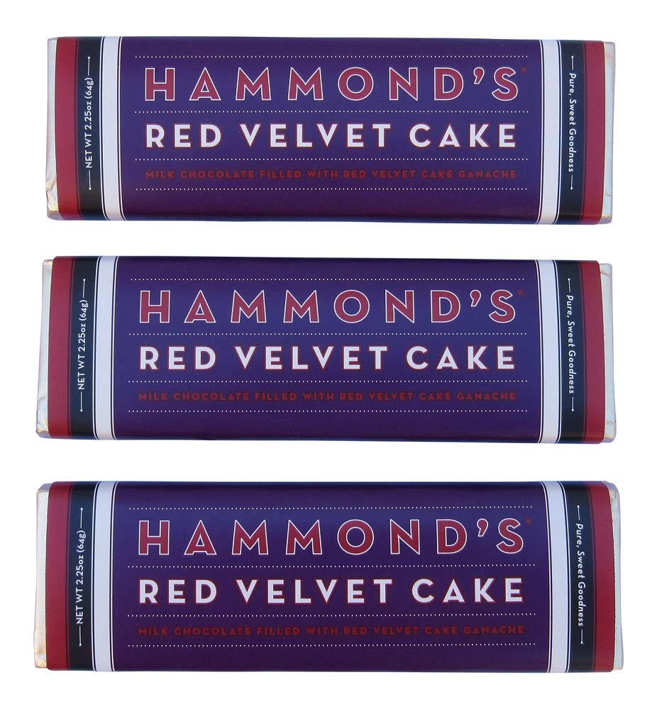 Hammonds Red Velvet Cake Milk Chocolate Candy Bar Bundle - Three 2.25 Ounce Candy Bars
