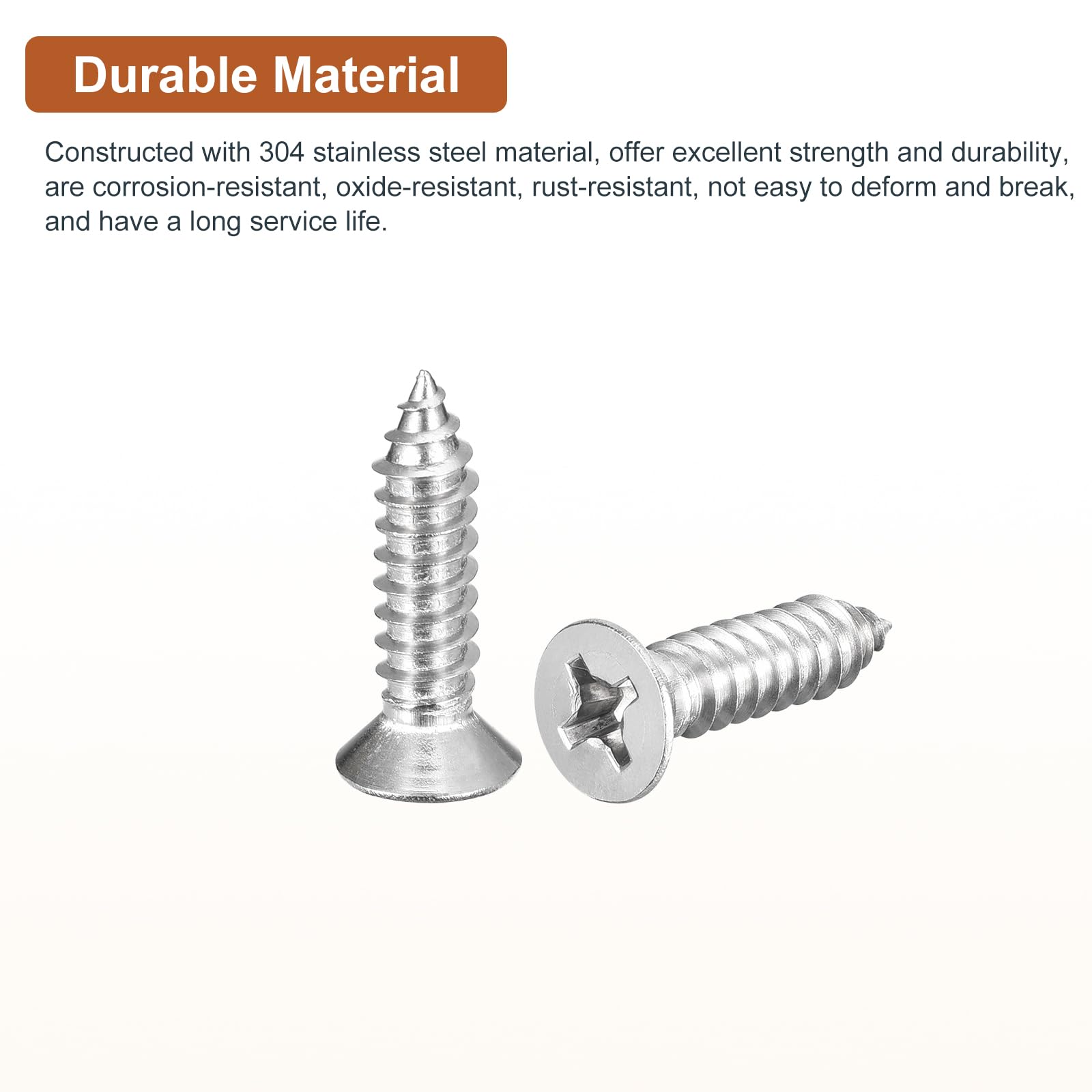 DTGN 25Pcs #14x1" Flat Head Wood Screws, 304 Stainless Steel Phillips Self Tapping Screws - Good for Woodworking Furniture - Silver - Image 3
