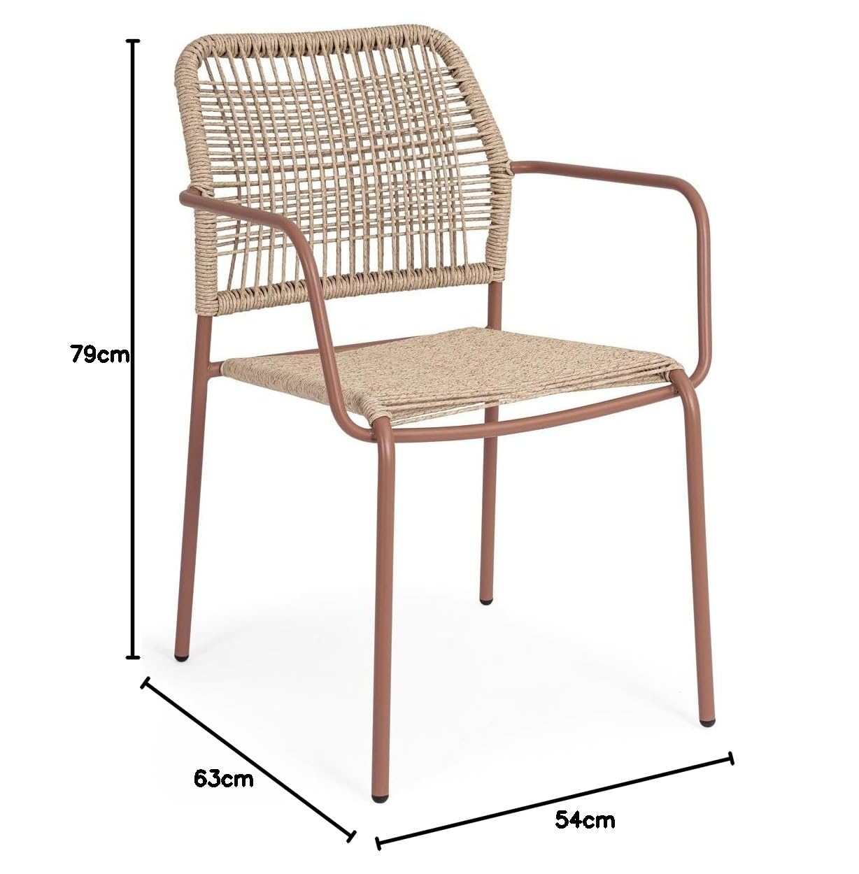 Bizzotto Silla con reposabrazos JABLE Coral, aluminio, trenzado de fibra sintética