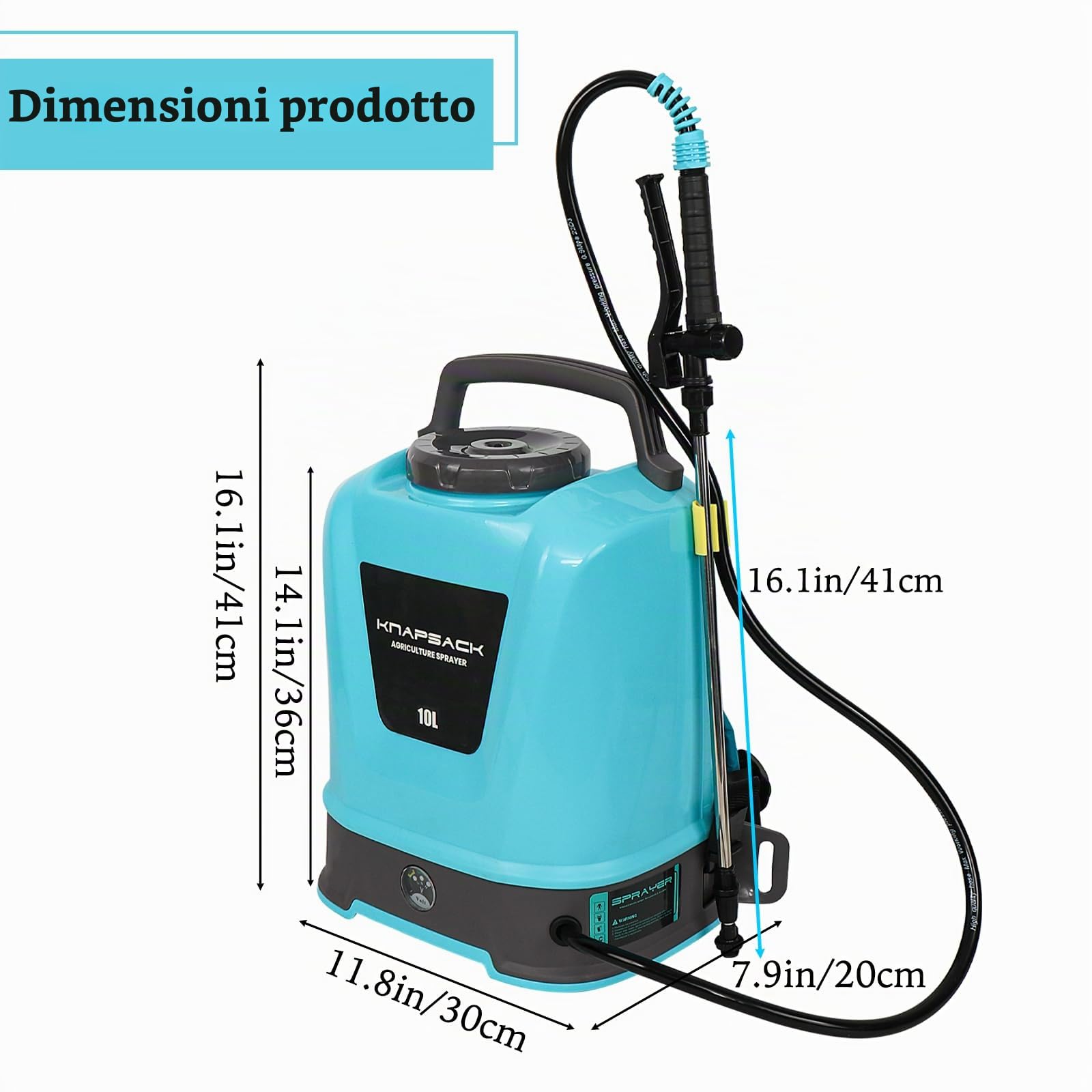 Pompa Irroratrice a Batteria 10L Pompa a Spalla a Batteria 12V Ricaricabile Spruzzatore Potente per Piante Giardino Frutteto