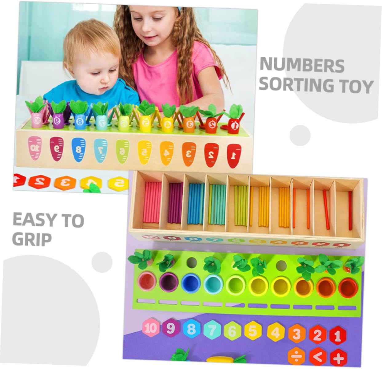 1Set Number Sorting and Matching for Interactive Learning Sensory Carrot Counting and Sorting Educational Wooden