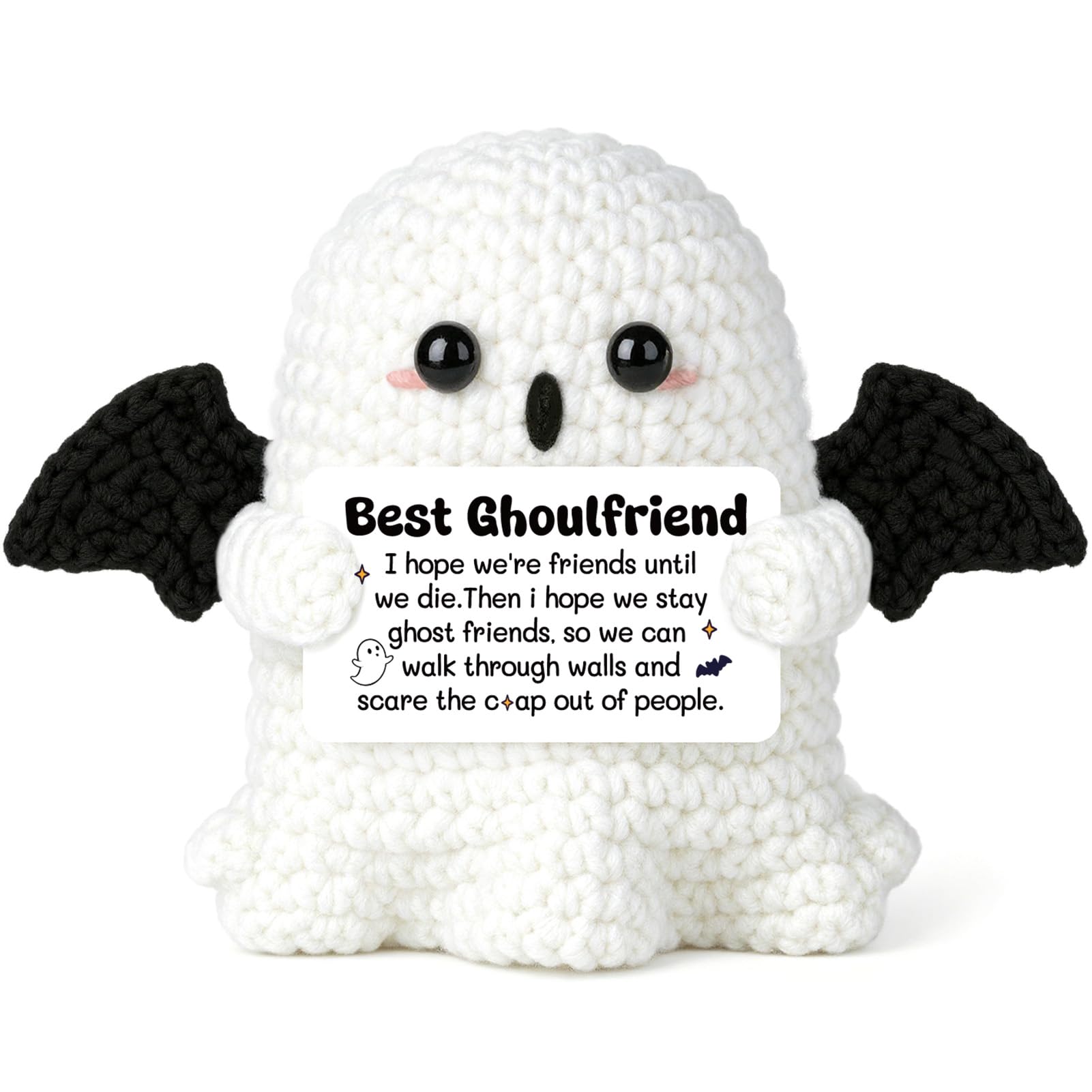 CheriGift Friend Gifts for Women Men, Handmade Crochet Ghost with Wings