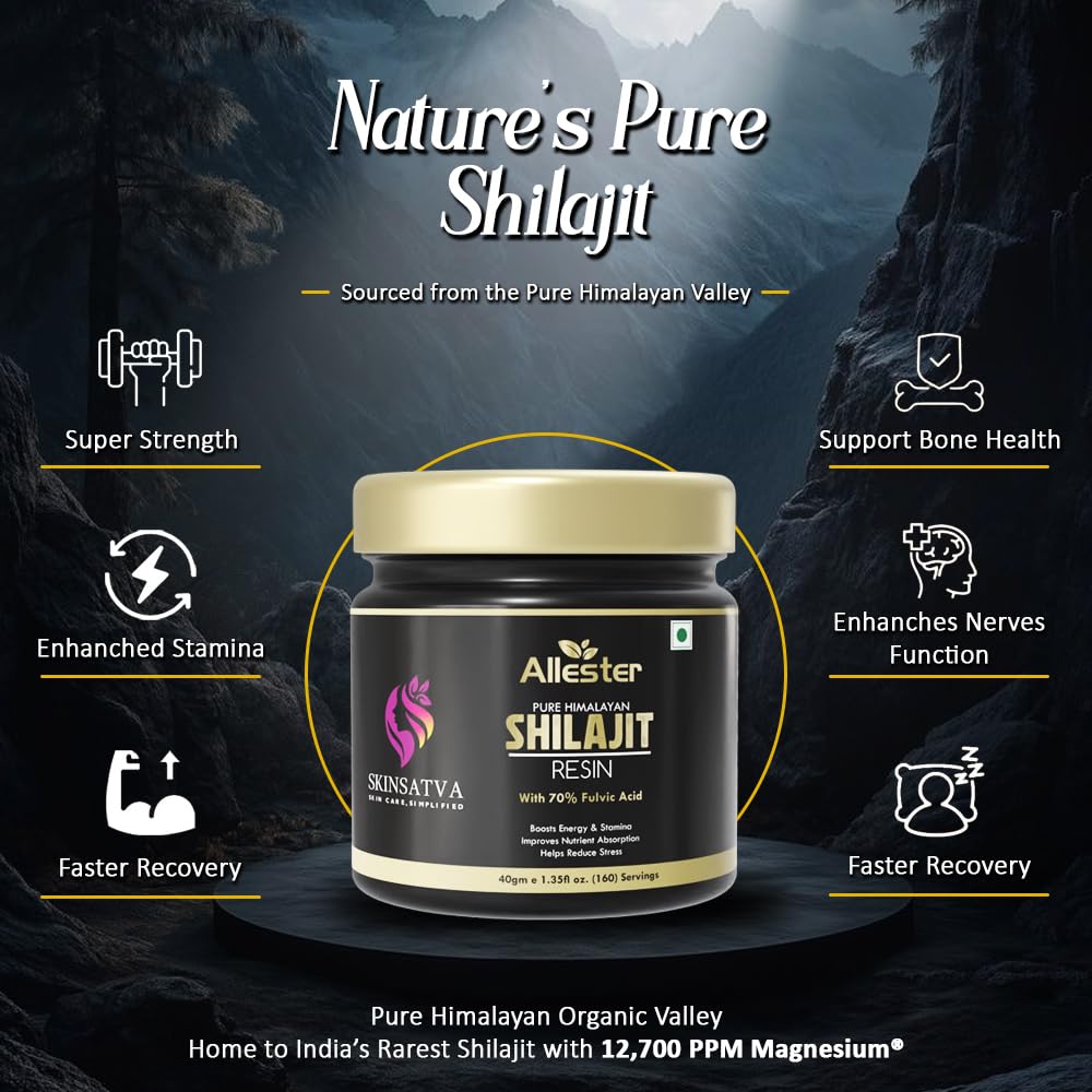 Allester Himalayan Shilajit/Shilajeet Resin 40g |Super Saver Pack| 250mg/Serving | For Energy, Endurance & Vitality | 160 Servings | Ayurvedic (80g) 3