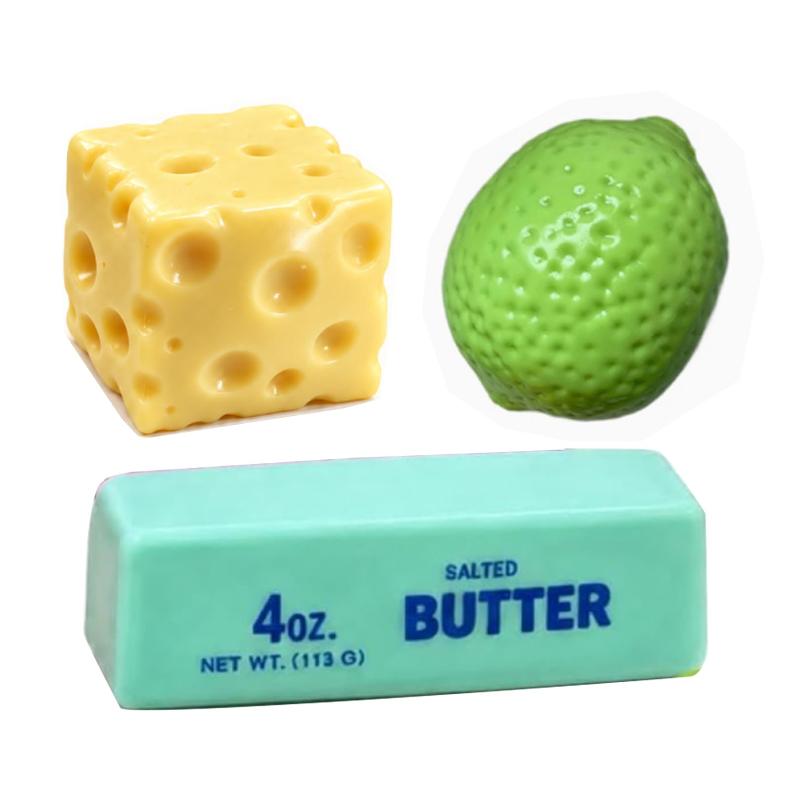 3PCS Crunchy Squishy Sets - Realistic Food Shaped ASMR Lemon Butter Squishy, Crunchy Squishies Squeeze Cheese for Stress Relief, Novelty Sensory Gift for Adults (3pcs B) — image 1