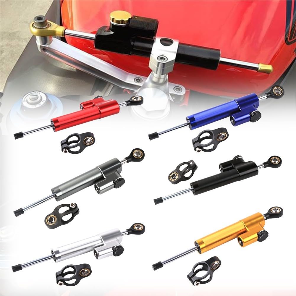Zoegneer Motorrad-Lenkungsdämpfer Stabilisator Motorrad-Lenkerdämpfer Lenkerhalterung Dämpfer Lenkstabilisator 256 mm kurze Version (Titan)