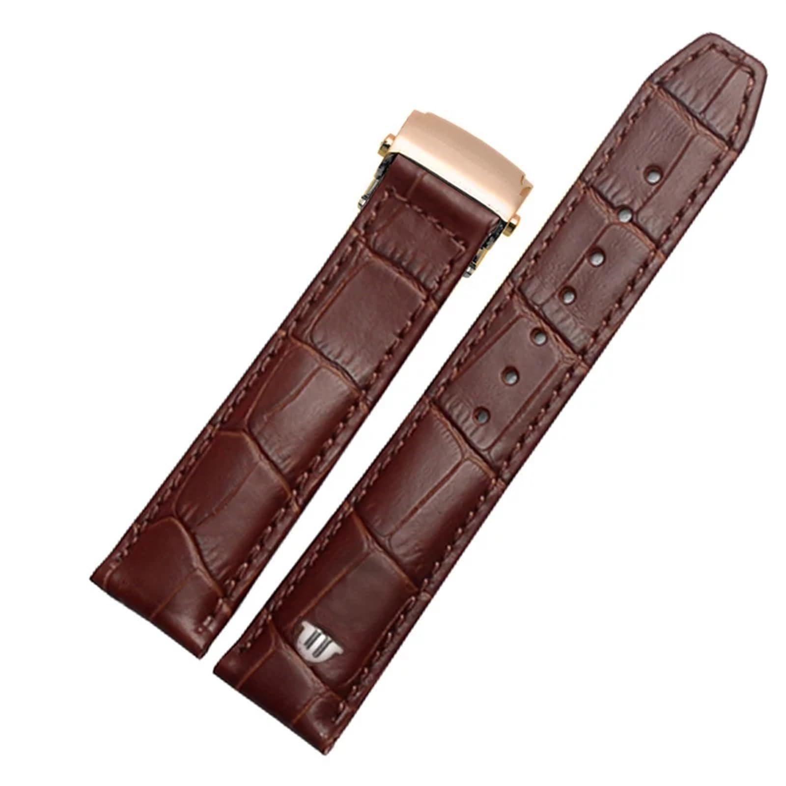 Correa de reloj de piel auténtica de 20mm y 22mm con elegante hebilla plegable 7