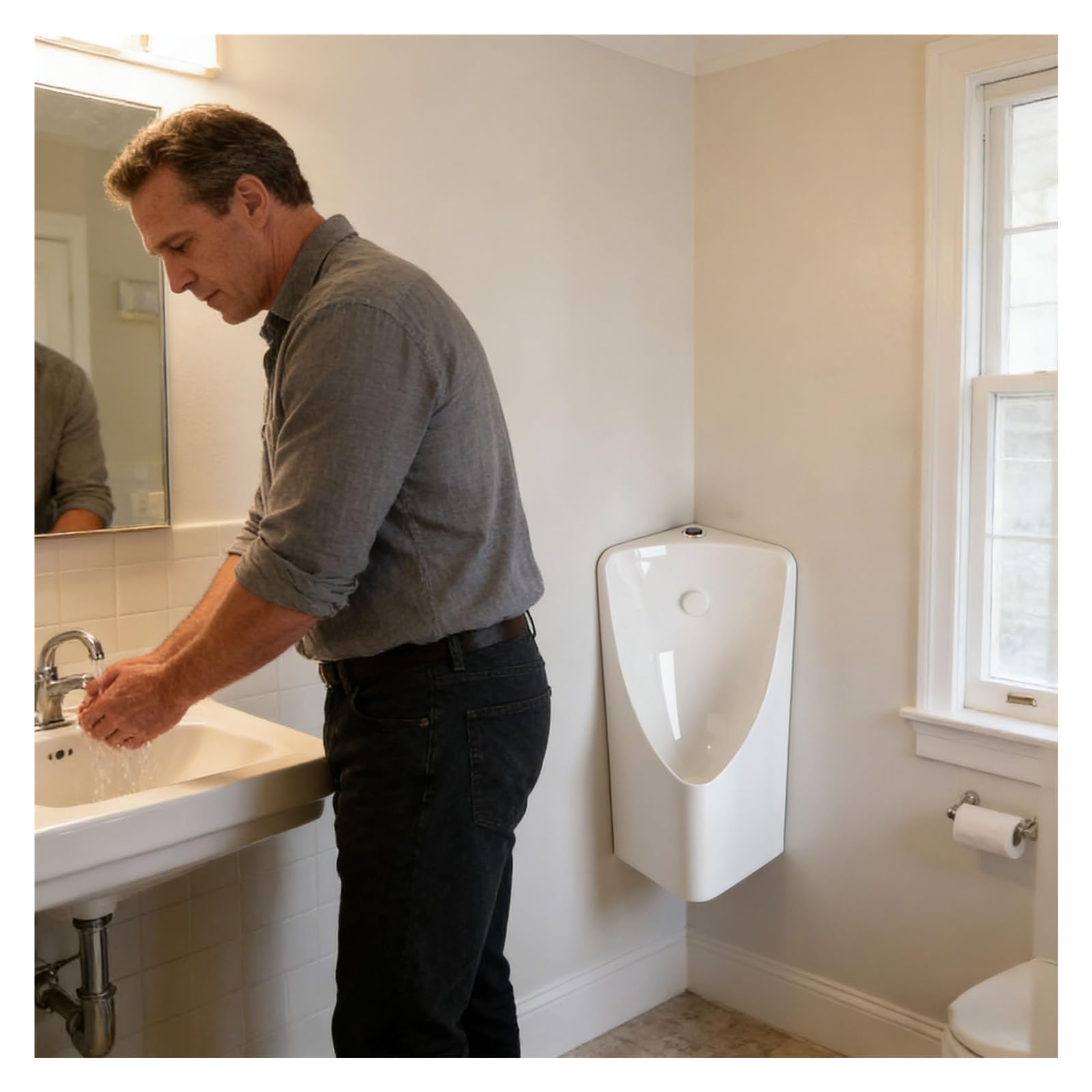 Orinal de cerámica para garaje y baño sin espacio inodoro de pared con botón