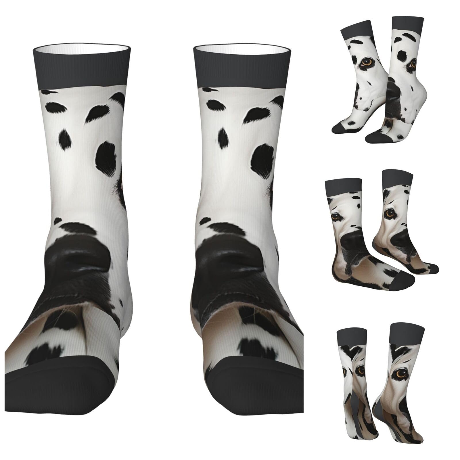 LZQPOEAS Dalmatian Athletic Socks Unisex Cushioned Crew Socks Hiking Running Calf Sock Soft Above Ankle Sock