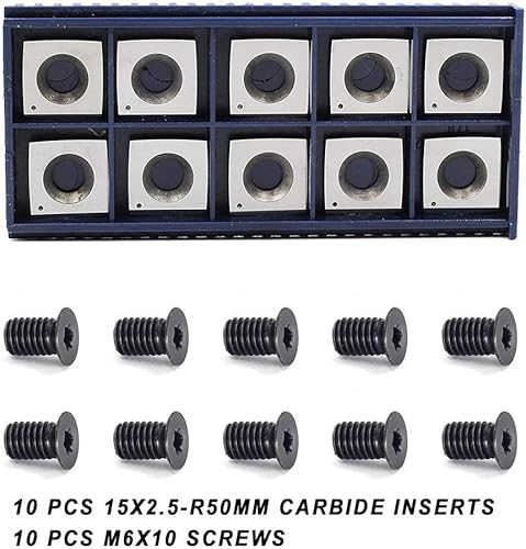 Miniatura 2 de 2" Face Radius R-1.969 in Insertos de corte de carburo de trabajo de madera (radio de esquina de 15 x 15 x 2.5  4 bordes, paquete de 10 con 10